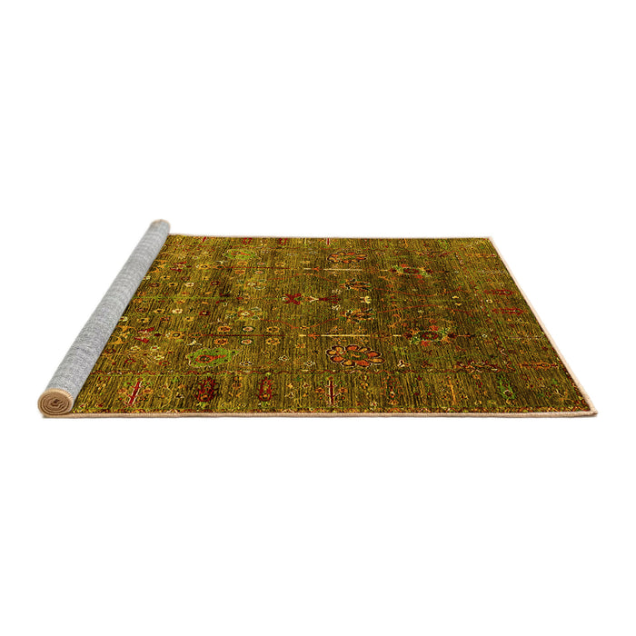 Sideview of Machine Washable Oriental Yellow Industrial Rug, wshurb1980yw