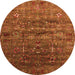 Round Oriental Orange Industrial Rug, urb1980org