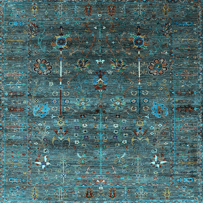 Square Oriental Light Blue Industrial Rug, urb1980lblu