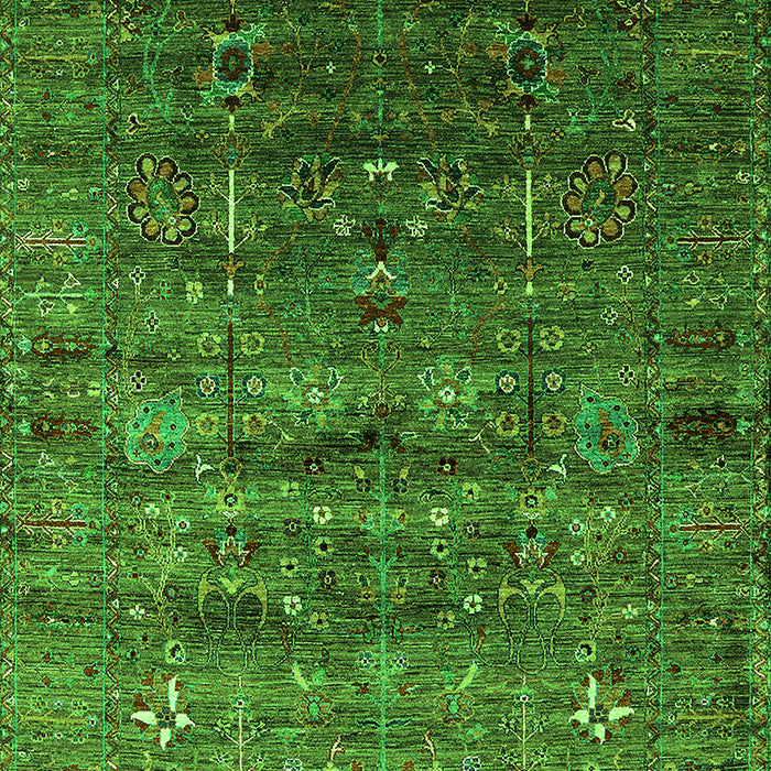 Machine Washable Oriental Green Industrial Area Rugs, wshurb1980grn