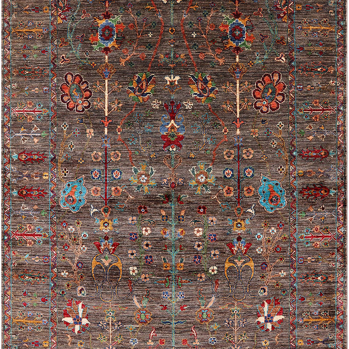 Mid-Century Modern Dark Almond Brown Oriental Rug, urb1980