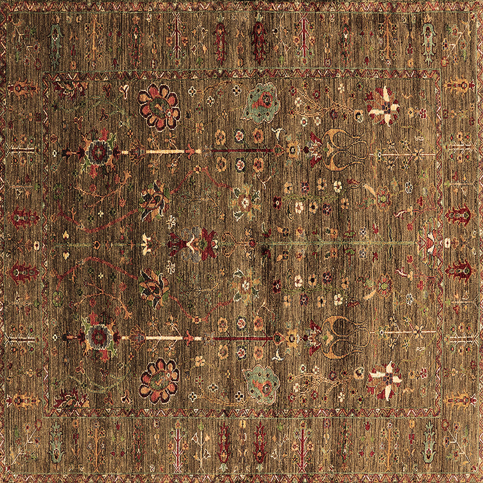 Square Machine Washable Oriental Brown Industrial Rug, wshurb1980brn