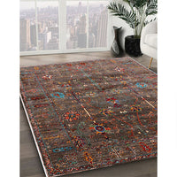 Mid-Century Modern Dark Almond Brown Oriental Rug, urb1980