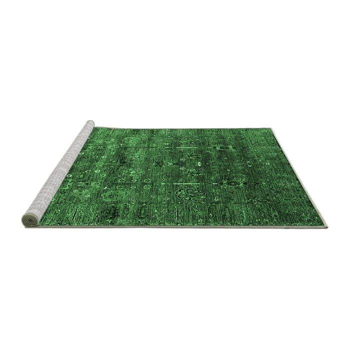 Sideview of Machine Washable Oriental Emerald Green Industrial Area Rugs, wshurb1980emgrn