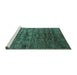 Sideview of Machine Washable Oriental Turquoise Industrial Area Rugs, wshurb1980turq