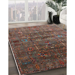 Machine Washable Industrial Modern Dark Almond Brown Rug in a Family Room, wshurb1980