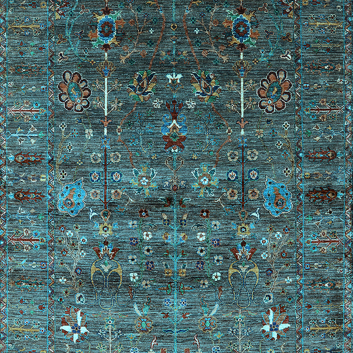 Machine Washable Oriental Light Blue Industrial Rug, wshurb1980lblu