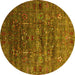 Round Oriental Yellow Industrial Rug, urb1980yw