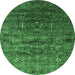 Round Oriental Emerald Green Industrial Rug, urb1980emgrn