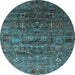 Round Oriental Light Blue Industrial Rug, urb1980lblu