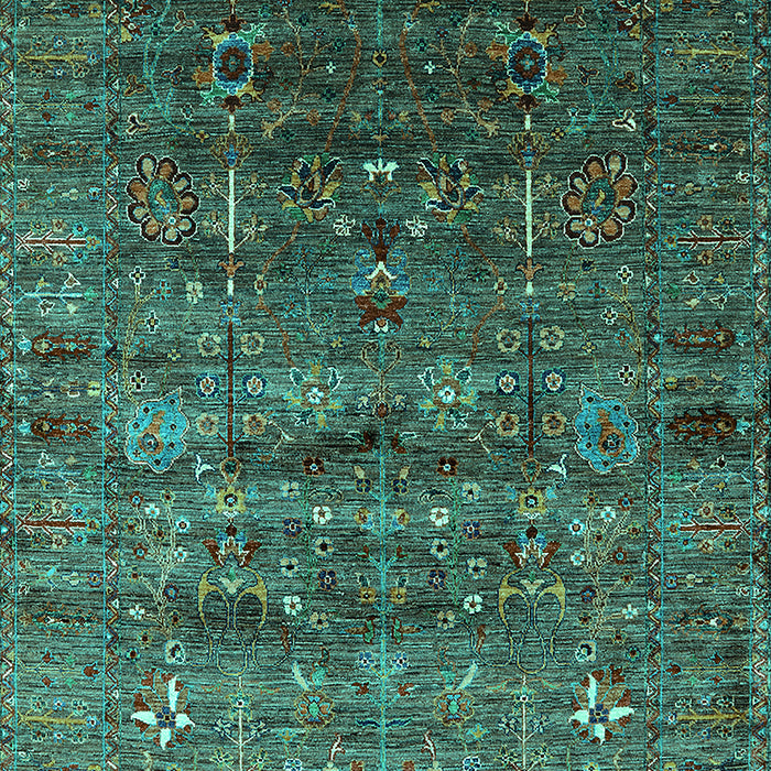 Machine Washable Oriental Turquoise Industrial Area Rugs, wshurb1980turq
