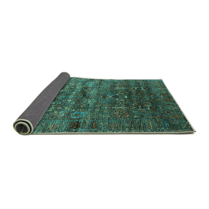 Sideview of Oriental Turquoise Industrial Rug, urb1980turq