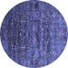 Round Oriental Blue Industrial Rug, urb1980blu