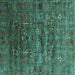 Square Oriental Turquoise Industrial Rug, urb1980turq