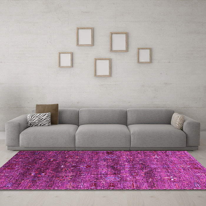 Machine Washable Oriental Pink Industrial Rug in a Living Room, wshurb1980pnk