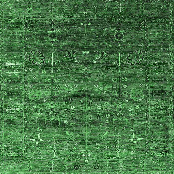 Square Oriental Emerald Green Industrial Rug, urb1980emgrn