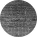 Round Machine Washable Oriental Gray Industrial Rug, wshurb1980gry