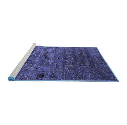 Sideview of Machine Washable Oriental Blue Industrial Rug, wshurb1980blu