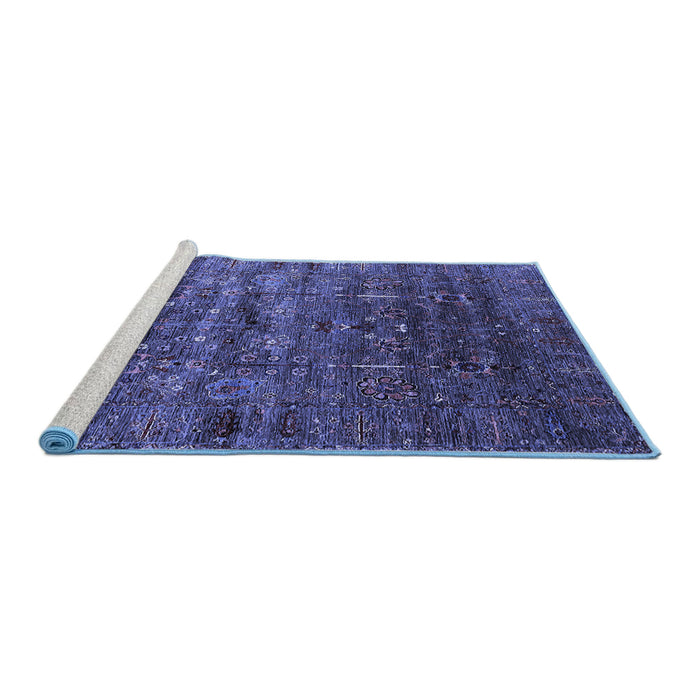 Sideview of Machine Washable Oriental Blue Industrial Rug, wshurb1980blu