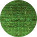 Round Oriental Green Industrial Rug, urb1980grn