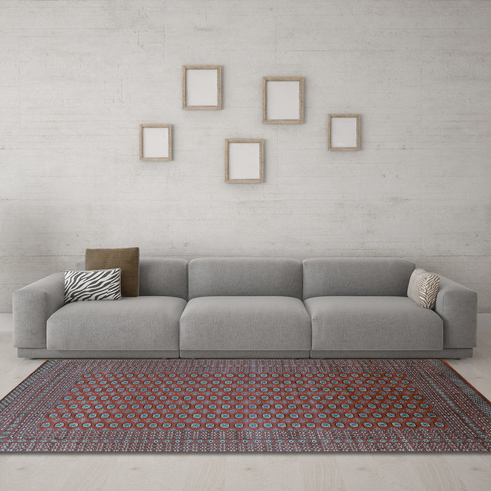 Machine Washable Oriental Light Blue Industrial Rug in a Living Room, wshurb1981lblu