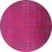 Round Machine Washable Oriental Pink Industrial Rug, wshurb1981pnk