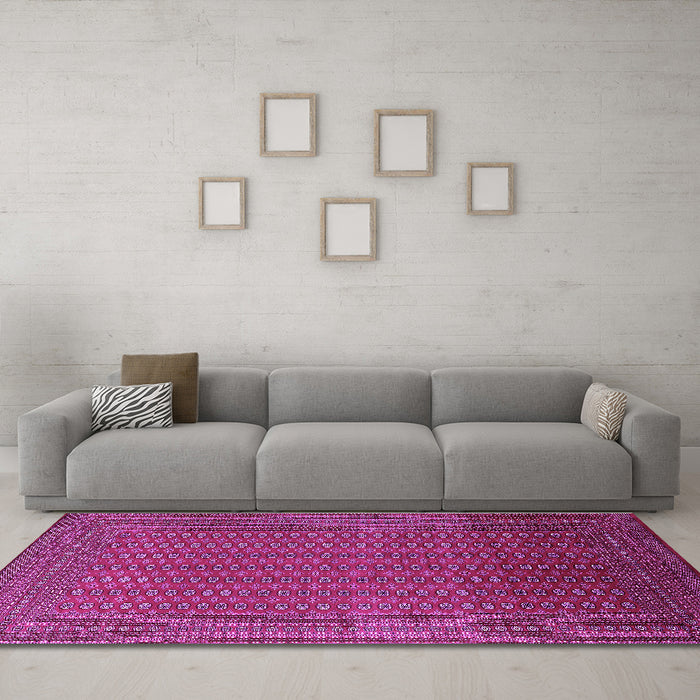Machine Washable Oriental Purple Industrial Area Rugs in a Living Room, wshurb1981pur