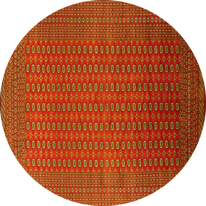 Round Machine Washable Oriental Yellow Industrial Rug, wshurb1981yw