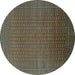 Round Oriental Turquoise Industrial Rug, urb1981turq