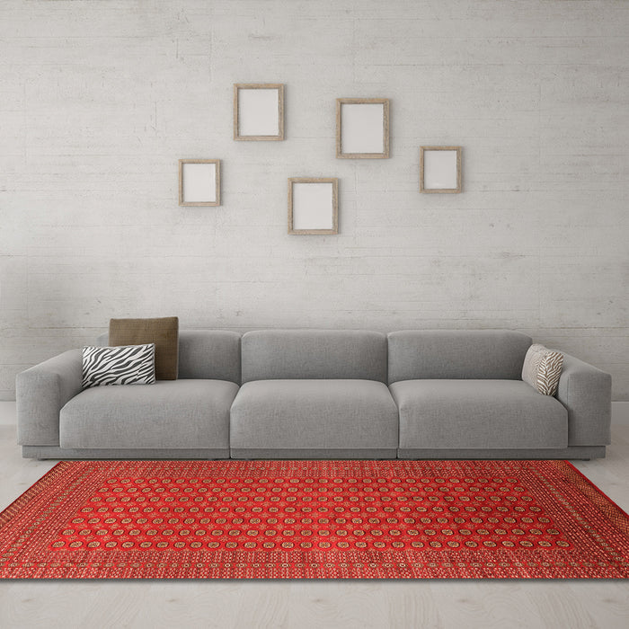 Machine Washable Oriental Orange Industrial Area Rugs in a Living Room, wshurb1981org