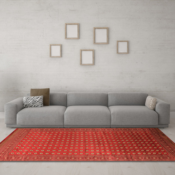 Machine Washable Oriental Orange Industrial Area Rugs in a Living Room, wshurb1982org