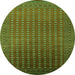 Round Machine Washable Oriental Green Industrial Area Rugs, wshurb1982grn