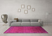 Machine Washable Oriental Pink Industrial Rug in a Living Room, wshurb1982pnk