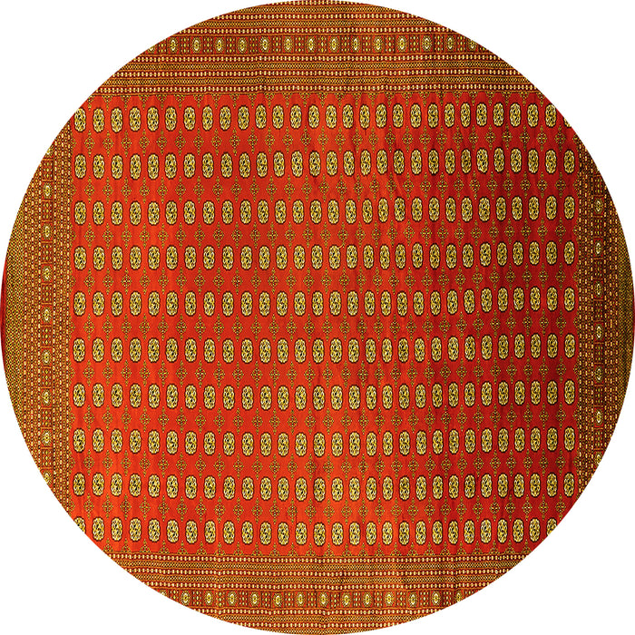 Round Machine Washable Oriental Yellow Industrial Rug, wshurb1982yw