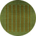 Round Oriental Green Industrial Rug, urb1983grn