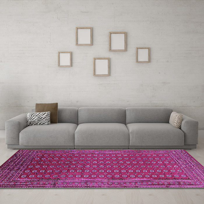 Machine Washable Oriental Purple Industrial Area Rugs in a Living Room, wshurb1983pur