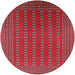 Round Machine Washable Industrial Modern Red Rug, wshurb1983