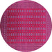 Round Machine Washable Oriental Pink Industrial Rug, wshurb1983pnk