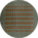 Round Machine Washable Oriental Turquoise Industrial Area Rugs, wshurb1983turq