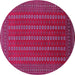 Round Machine Washable Oriental Pink Industrial Rug, wshurb1984pnk