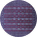 Round Machine Washable Oriental Blue Industrial Rug, wshurb1984blu