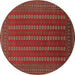 Round Machine Washable Oriental Brown Industrial Rug, wshurb1984brn