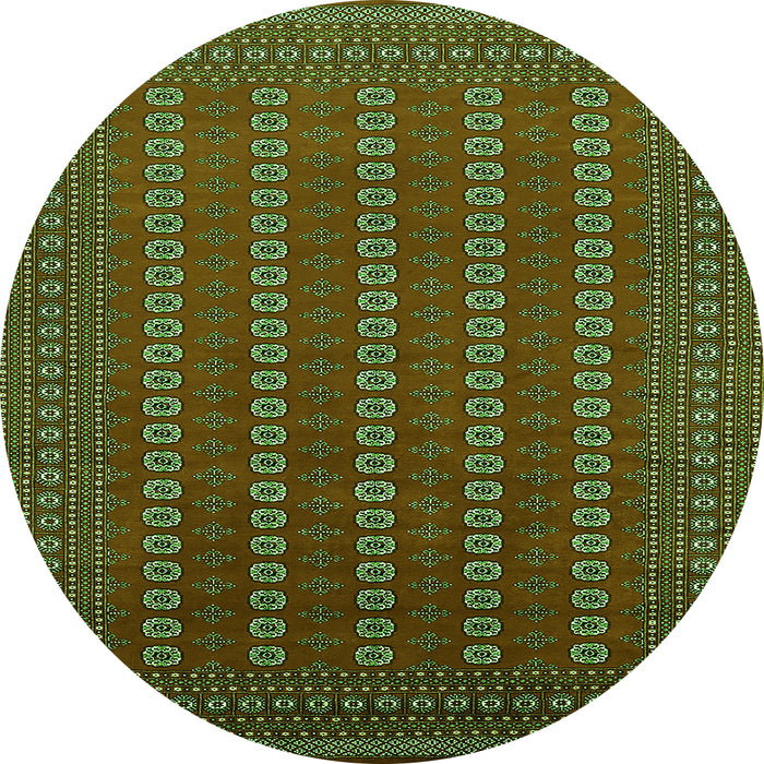 Round Machine Washable Oriental Green Industrial Area Rugs, wshurb1984grn