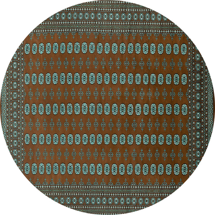 Round Oriental Turquoise Industrial Rug, urb1984turq