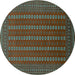 Round Oriental Turquoise Industrial Rug, urb1984turq