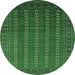 Round Oriental Emerald Green Industrial Rug, urb1985emgrn