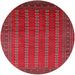 Round Mid-Century Modern Red Oriental Rug, urb1985