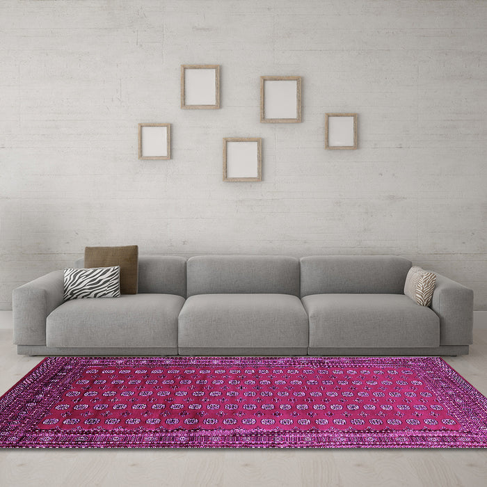 Machine Washable Oriental Purple Industrial Area Rugs in a Living Room, wshurb1985pur