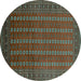 Round Machine Washable Oriental Turquoise Industrial Area Rugs, wshurb1985turq