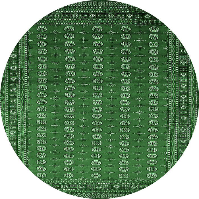 Round Machine Washable Oriental Emerald Green Industrial Area Rugs, wshurb1985emgrn